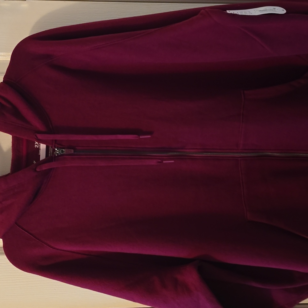 XERSION BRAND WOMEN'S PLUS BURGUNDY ZIPPERED HOODED FLEECE SIZE 2X